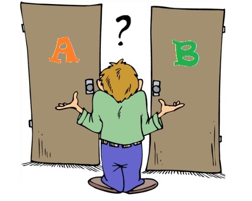 Man standing in front of two doors